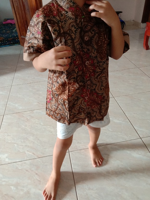 Imut Batik Anak & Ayah Daun Serit Baju Batik Anak Cowok Kemeja Batik Anak Batik Anak Laki-laki
