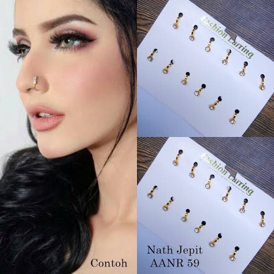 Anting hidung jepit/Perhiasan hidung Ala India/Nath PER 1PC