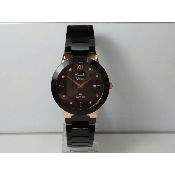 JAM TANGAN ALEXANDRE CHRISTIE AC 8569 PRIA SAPPHIRE ROSEGOLD BLACK ORIGINAL