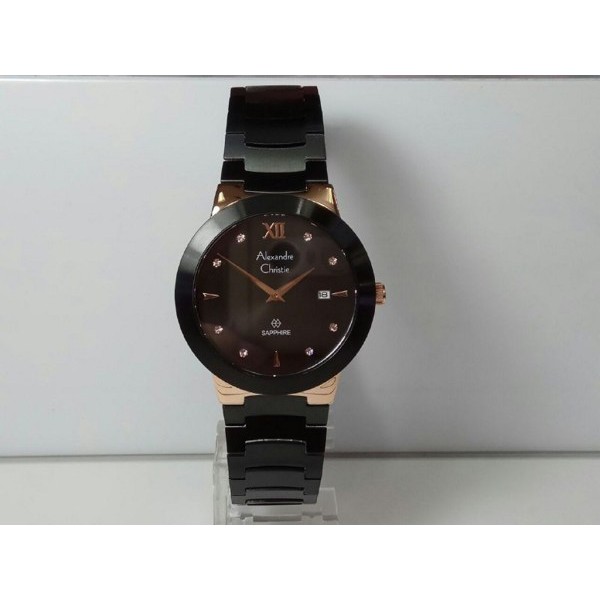 JAM TANGAN ALEXANDRE CHRISTIE AC 8569 PRIA SAPPHIRE ROSEGOLD BLACK ORIGINAL