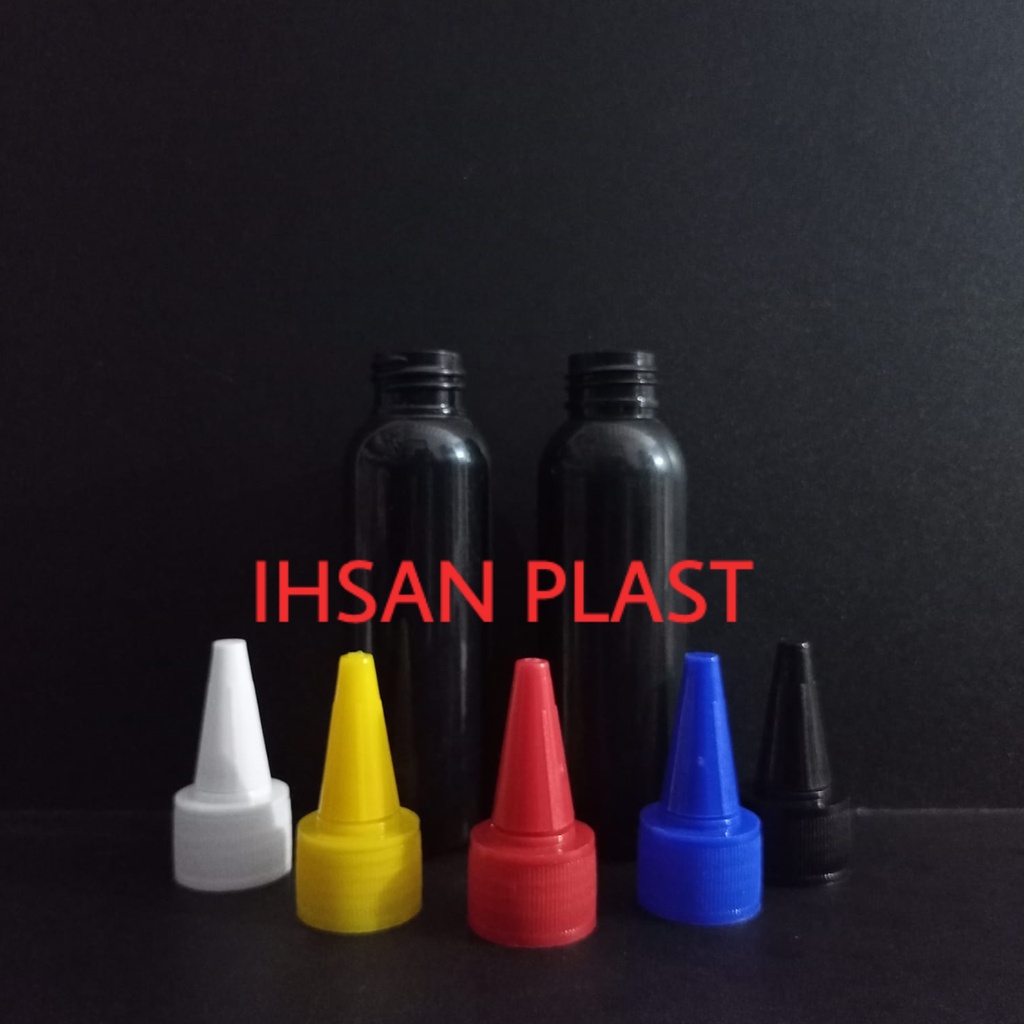 BOTOL PET 100 ML HITAM TUTUP LANCIP