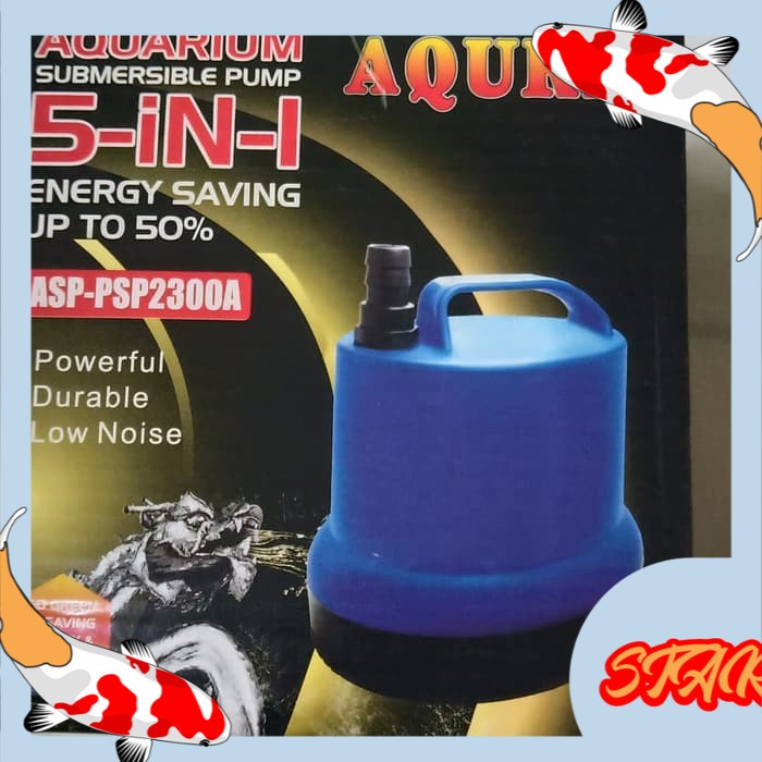 aquarium kolam ikan pompa celup water pump AQURA ASP psp 2300 A 5 in 1 low asp 2300
