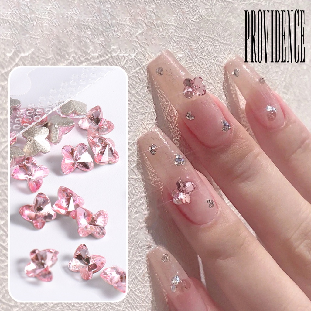 Providence Ornamen Kupu-Kupu Kaca Multi Warna Dekorasi Nail Art DIY