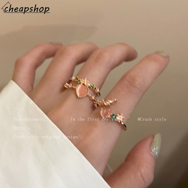 IFYOU Cincin Model Terbuka Bentuk Hati Bahan Zircon Warna Silver Gaya Vintage Korea Untuk Wanita