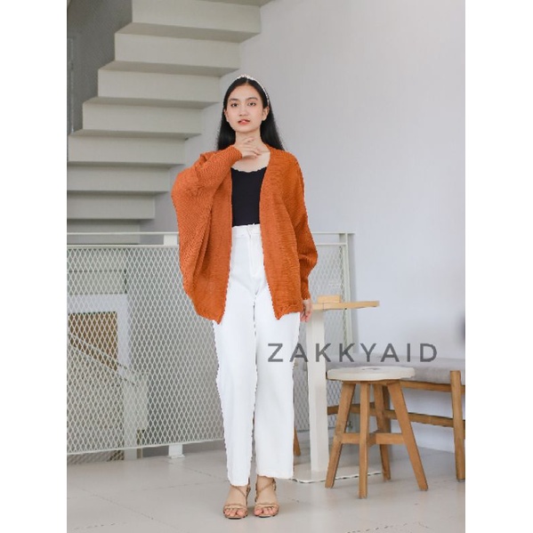 OVERA Cardigan | CARDIGAN KNIT OVERSIZE BATWING-Rustic