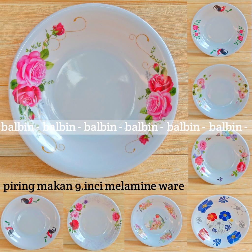 balbin - 3 PIRING MELAMIN 9.INCHI/PIRING MAKAN MELAMINE 9.INC/PIRING MAKAN CEKUNG/PIRING MOTIF FLORA TERBARU-K.A.N - MELAMINE WARE