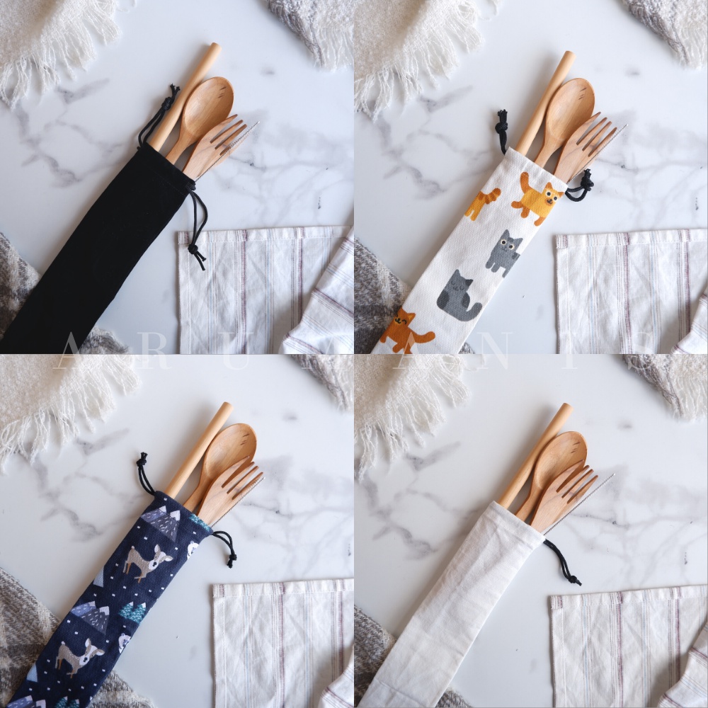 Asa Cutlery Set | sendok garpu sedotan kayu set | wooden cutlery set