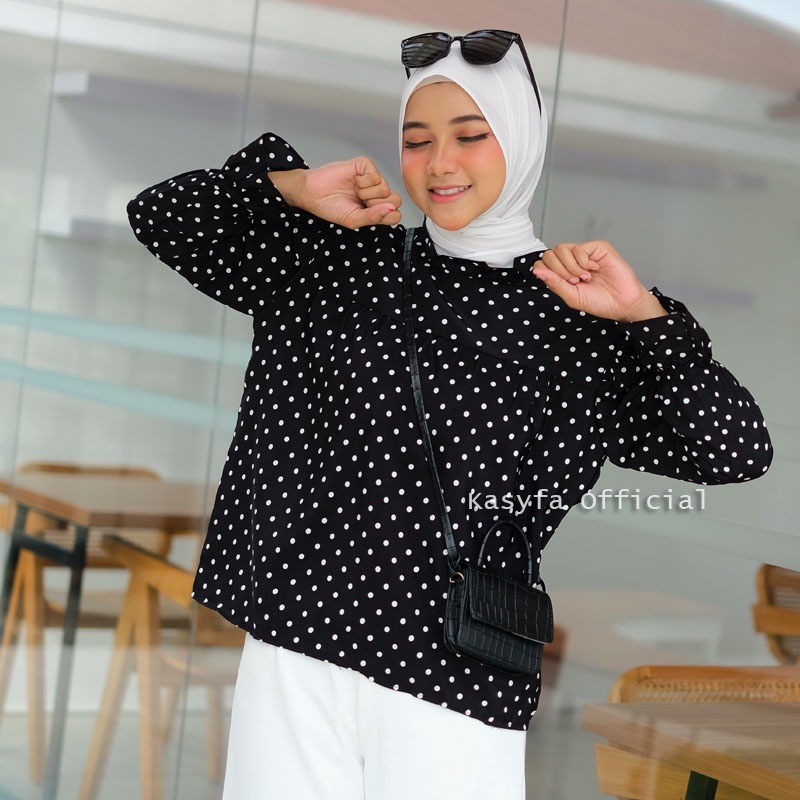 BLOUSE POLKADOT RUFFLE // VINO BLOUSE POLKADOT REMPEL