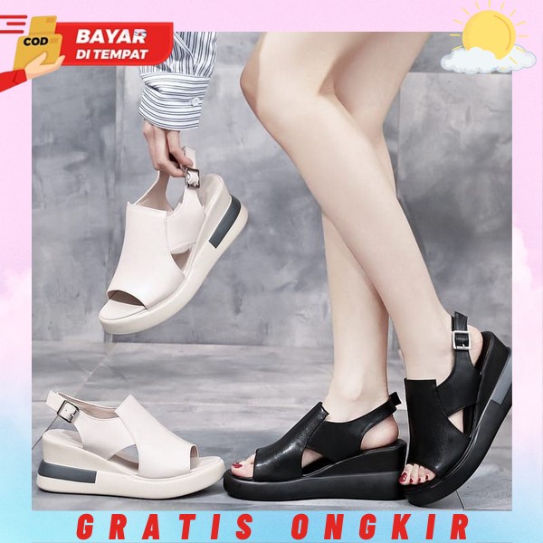 Wedges Wanita Import Kondangan Widges Casual Wedjes Terbaru Sendal Tinggi Weadges Pesta Slop Weges W