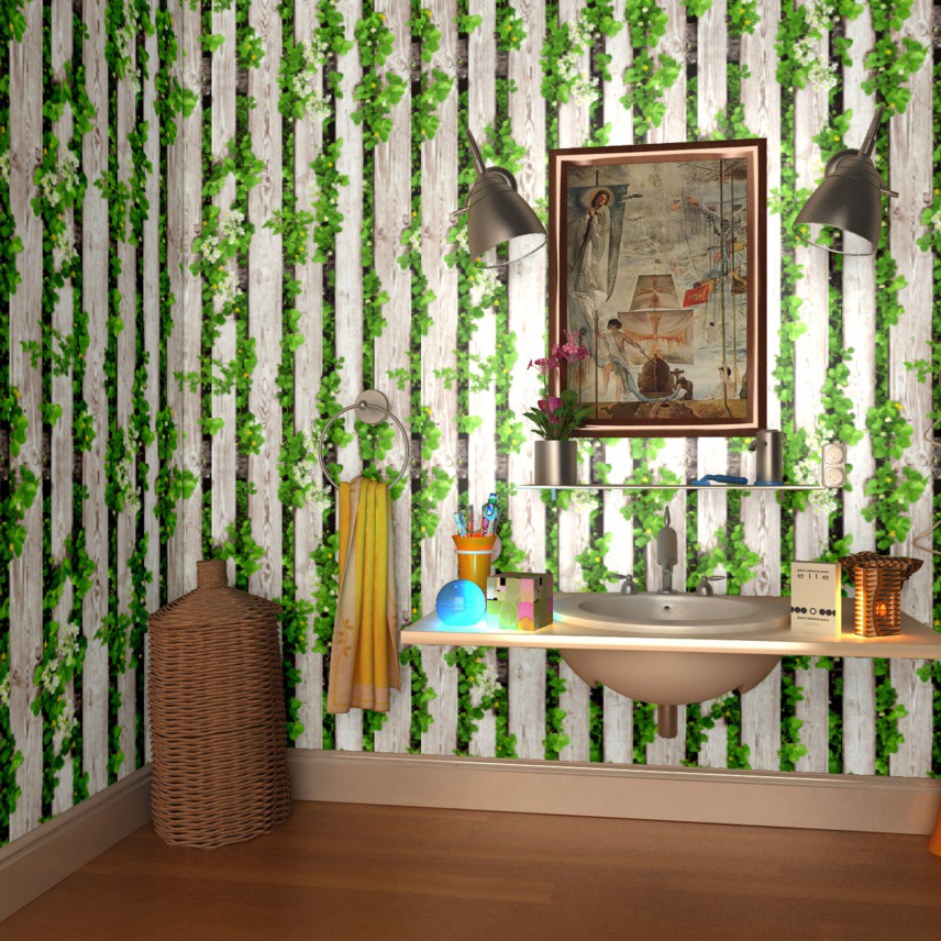 Wallpaper daun rambat.  Wallsticker dinding hijau daun
