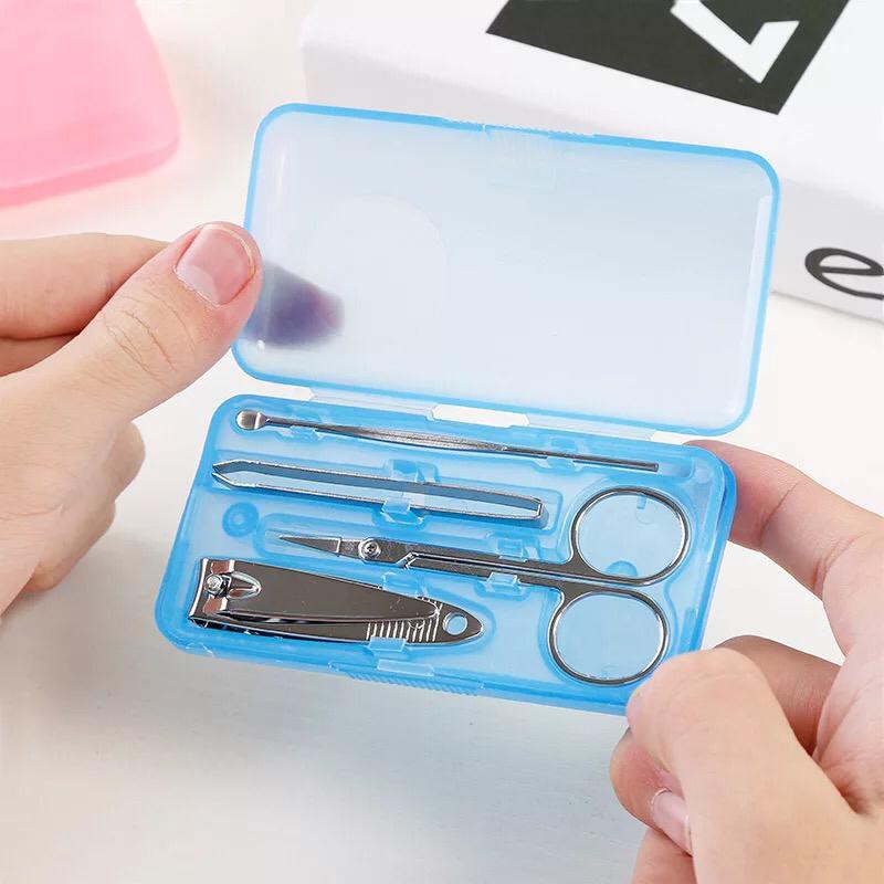 Manicure Pedicure Set Gunting Kuku Korek Telinga Jepit (BOX PLASTIK) [WARNA RANDOM]