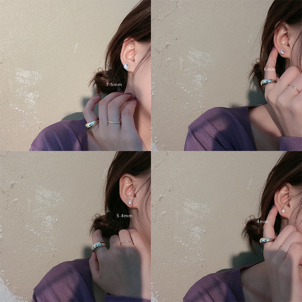 AY(CN) Set Anting Stud Kristal Mutiara Bentuk Hati Segitiga Bintang Untuk Wanita