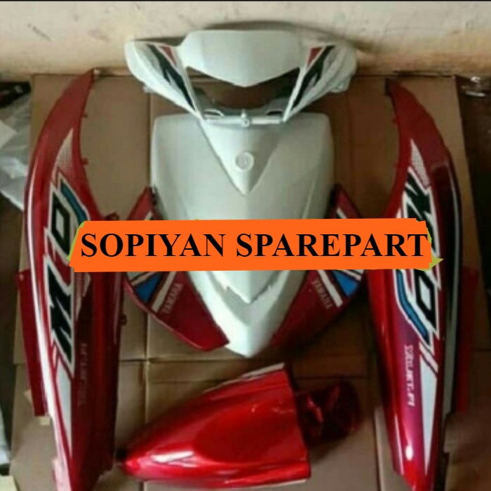 Cover Full Set Body Halus Yamaha Mio J warna Putih Merah