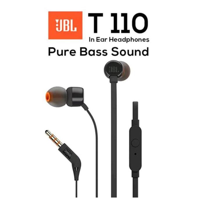 BE5T QUALITY JBL T110 Original Earphone Earpods Handsfree Garansi Resmi IMS - Biru