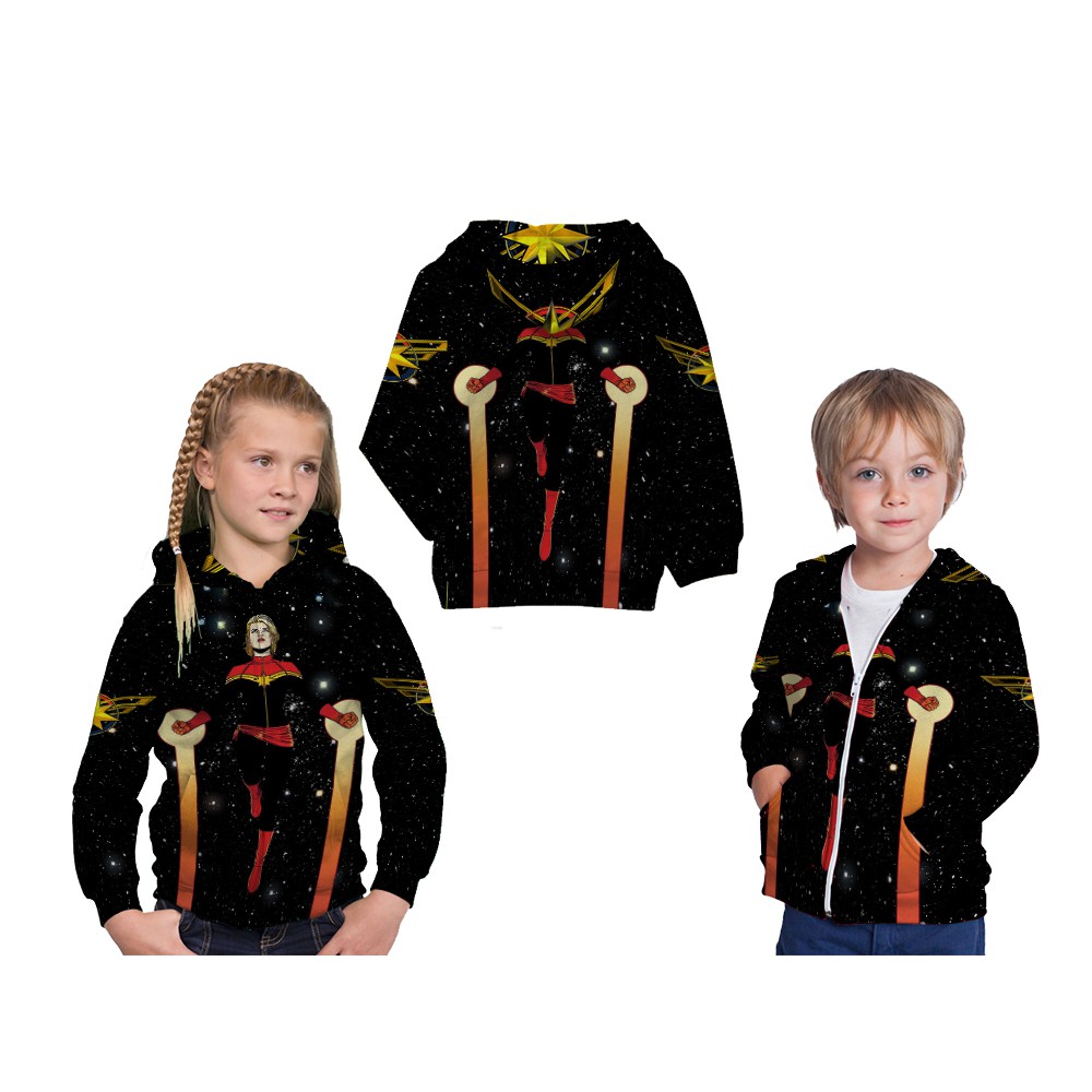 TiniShop - Jaket Hoodie Captain Marvel Anak Termurah 3D FullPrint / Jaket Anak Unisex Keren