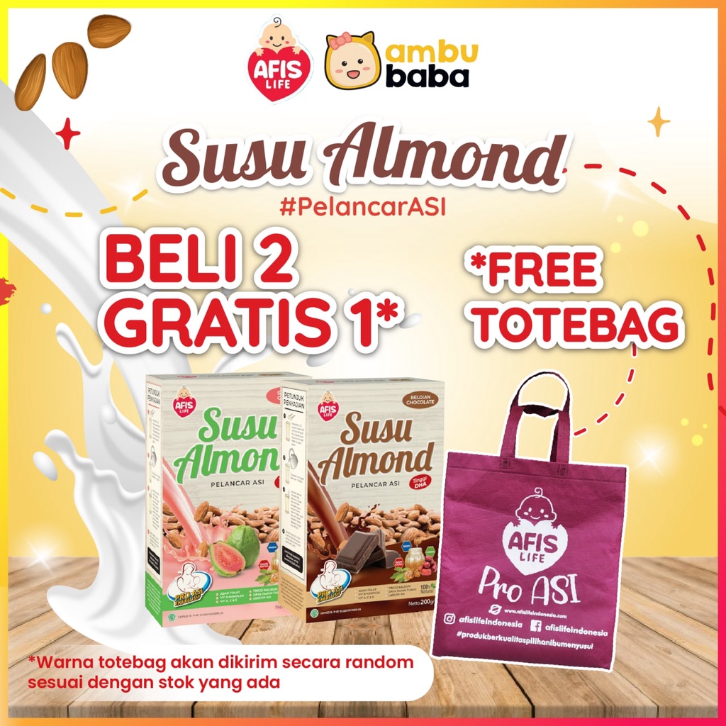 Afis Life Susu Almond Plus Ekstrak Daun Katuk Kurma Dan Madu Pelancar Asi Booster Asi