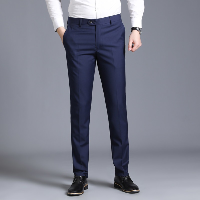 CELANA SLIMFIT PRIA - CELANA KANTOR PRIA KERJA WARNA NAVY HIGH TWIST NIKAYU