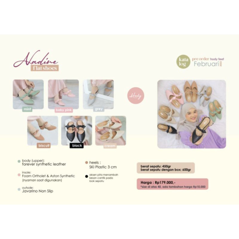 Nadine Shoes HodyHeels Pendek 3cm Garansi Original *tambah 1 size dari chart size Bustong Sepatu Pit