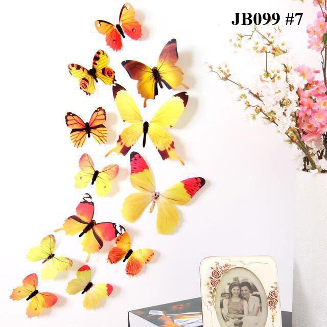 YA 426 - STIKER DINDING 3D MOTIF KUPU-KUPU 3D WALL STIKER 12 BUTTERFLY PVC