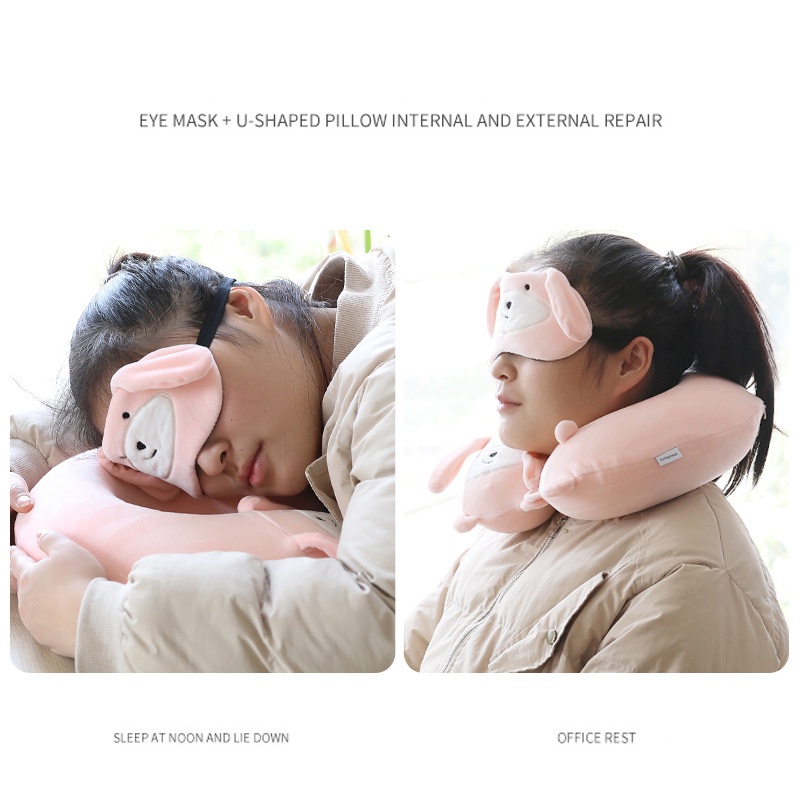 KKV - SLADKO Animal Series Eye Mask And Neck Pillow Bantal Leher Travel Bentuk U Dengan Penutup Mata Image 9