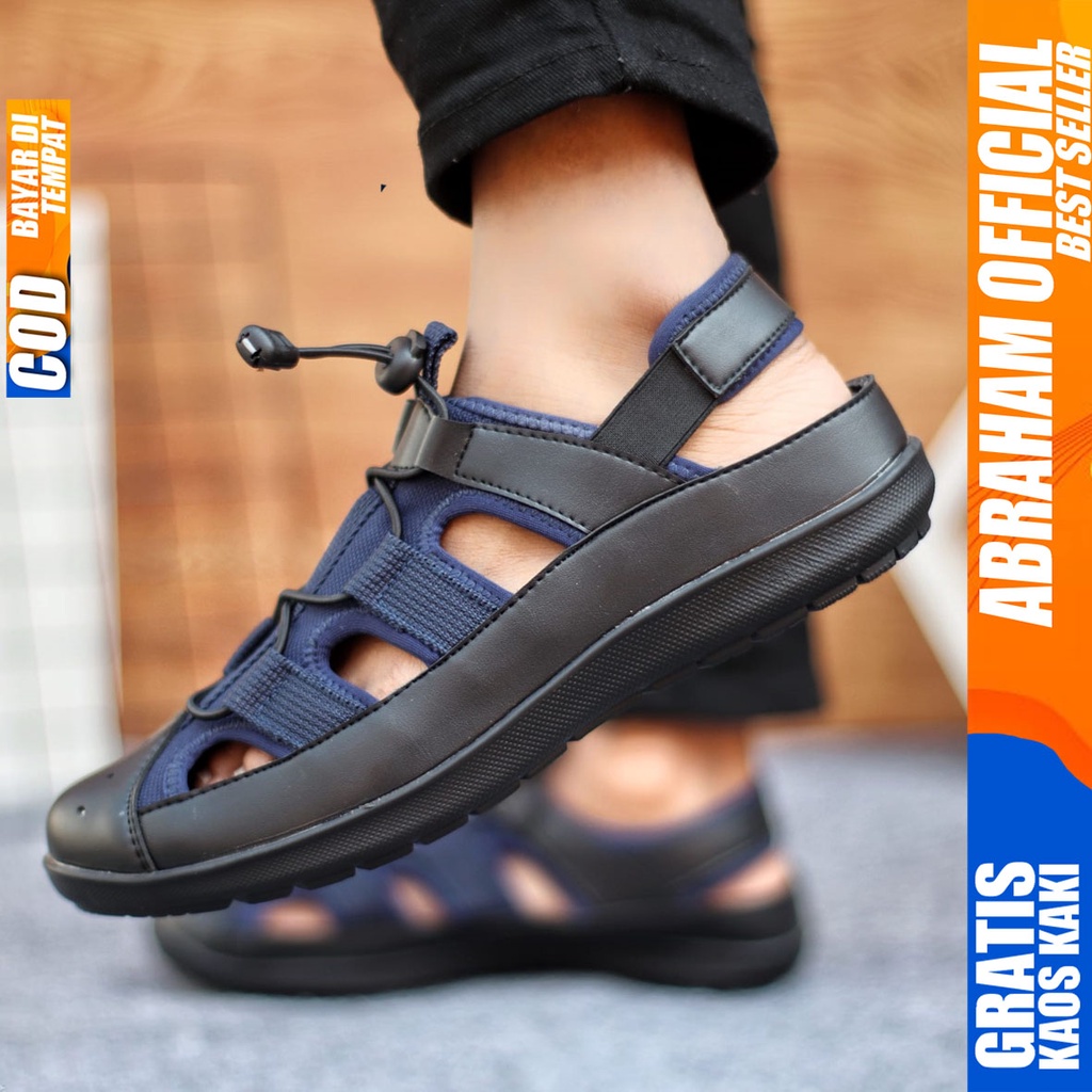 Sepatu Sendal Pria Casual Sepatu Slop Keren Kerja Outdoor Kulit PU Original LEXXA ABRAHAM