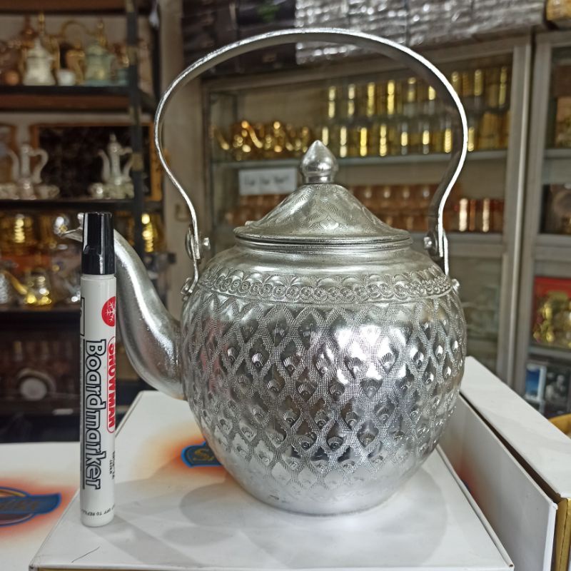 Teko Air Panas Saudi Stainles 2 Liter Ketel Stenlis Murah Arab Silver