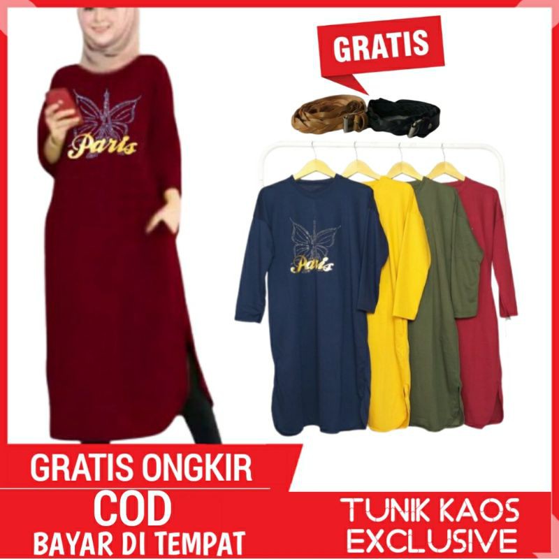 TUNIK KAOS / BAJU TUNIK / BAJU TUNIK JUMBO / TUNIK ATASAN WANITA PARIS