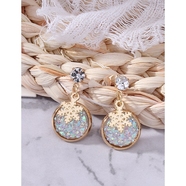 LRC Anting Tusuk Fashion Color Geometric Laser Crystal Snowflake Earrings D73390