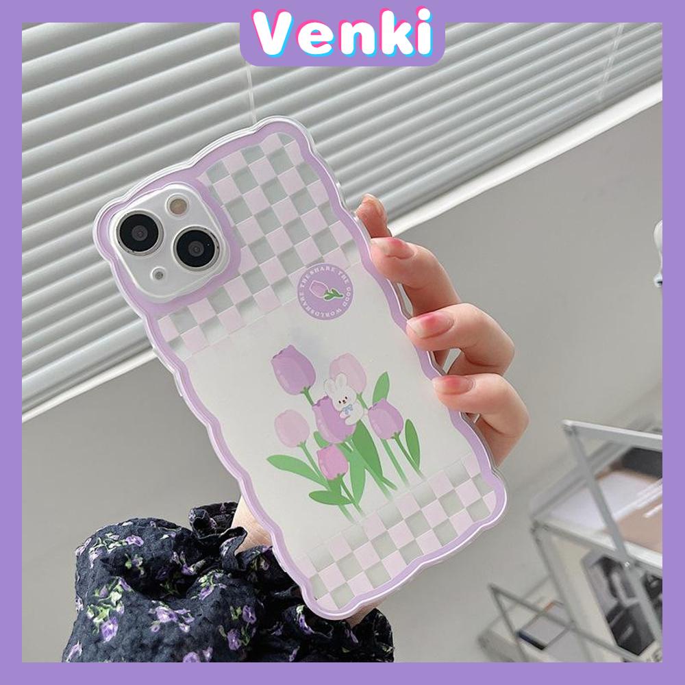 iPhone Case Silicone Soft Case Clear Case Wave Non-Slip Shockproof Camera Full Coverage Protection Purple Tulip Flower For iPhone 13 Pro Max iPhone 12 Pro Max iPhone 11 iPhone7Plus