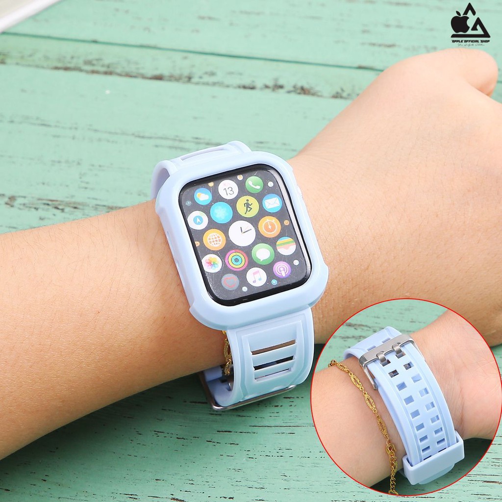 Tali Strap Apple Watch 38mm  40mm 42mm  44mm Full Set Color Full Sport Band iWatch Cover Full Set Silikon Silicone Rubber