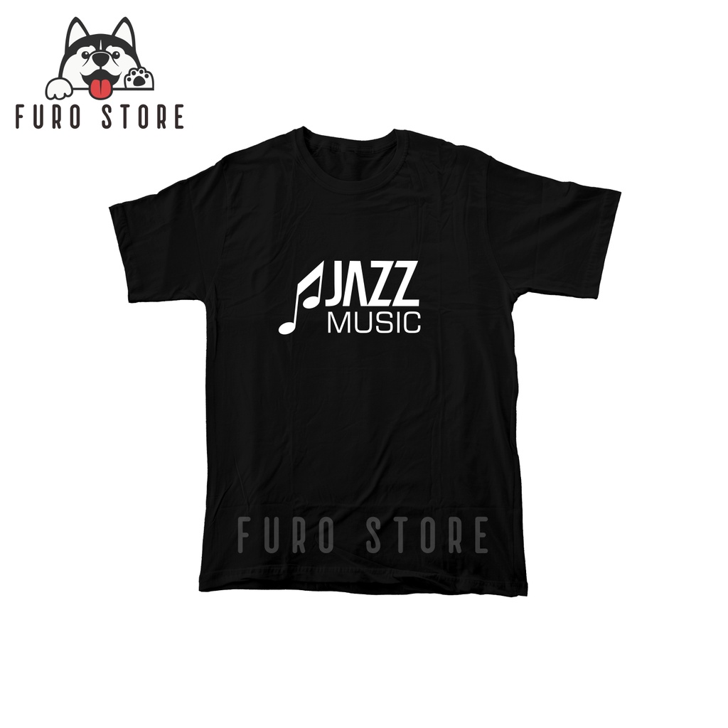 Kaos Jazz Music Lengan Pendek Bahan Katun Combed 30s Warna Hitam - Furo Store