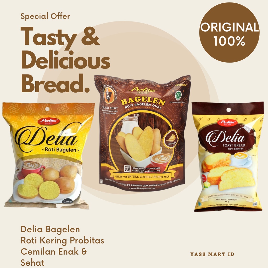 DELIA BAGELEN PROBITAS ROTI KERING BAGELAN | ROTI SISIR BAGELEN OVAL BULAT 100 GR CAMILAN ROTI RENYA