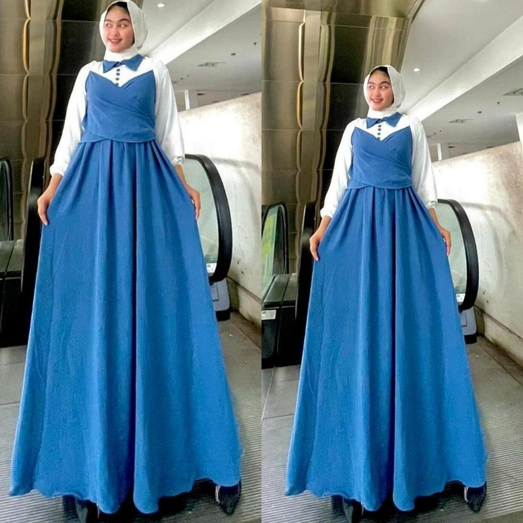 CLAUDIA DRESS GAMIS PREMIUM WANITA MUSLIMAH AIRFLOW CRINCLE CRINCKLE DRES