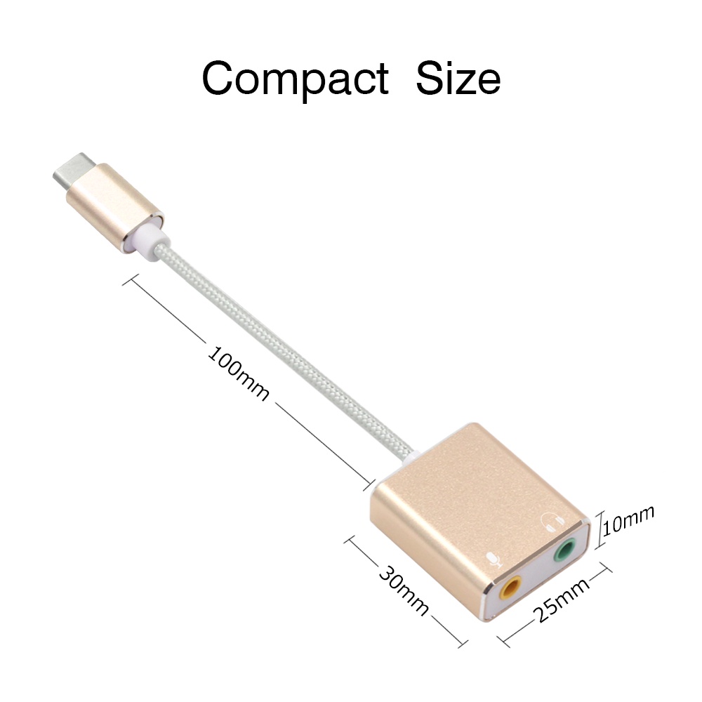 Woopower External USB Type-C Sound Card 3.5mm AUX &amp; Microphone - MU1 - Silver