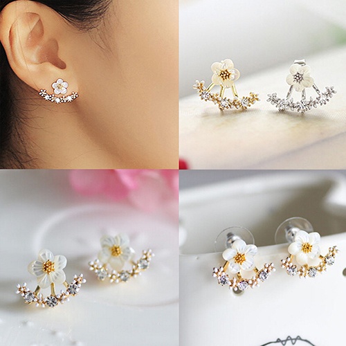 Hu Hu Hu Hu Hu Alat Bantu Pasang Kacamata♡ Anting Stud Desain Bunga Bahan Tembaga Gaya Korea Untuk Wanita