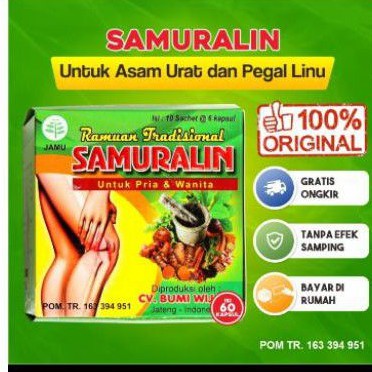 

samuralin obat herbal 5x lebih cepat mengatasi nyeri sendi dan asam urat