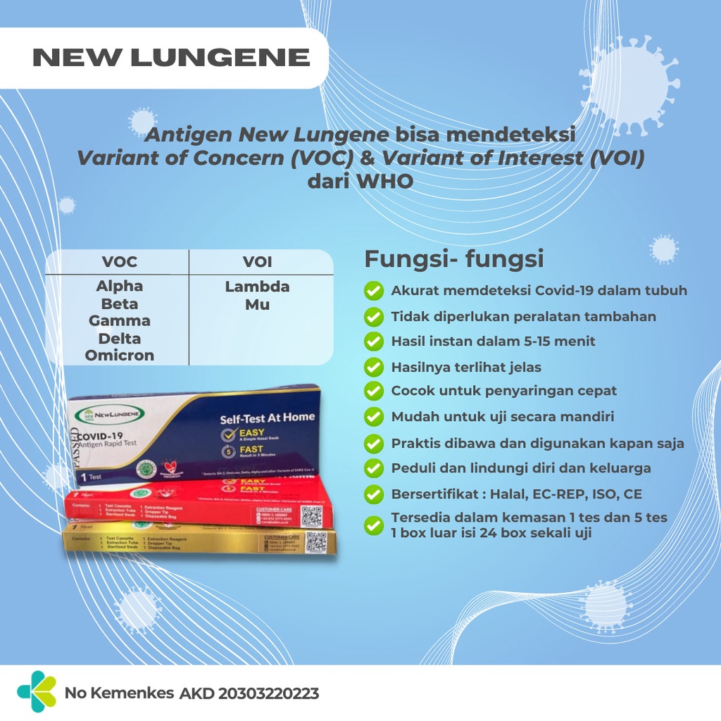 NEW LUNGENE ANTIGEN SWAB SELF TEST DETEKSI OMICRON NEWLUNGENE COVID 19