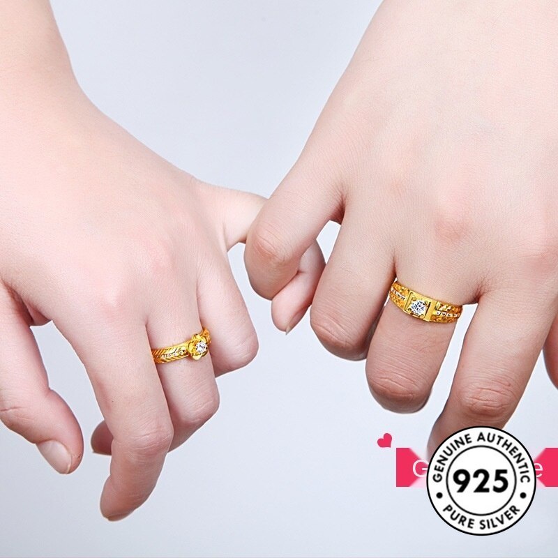 Cincin Bahan S925 Silver 18k Gold Untuk Pasangan