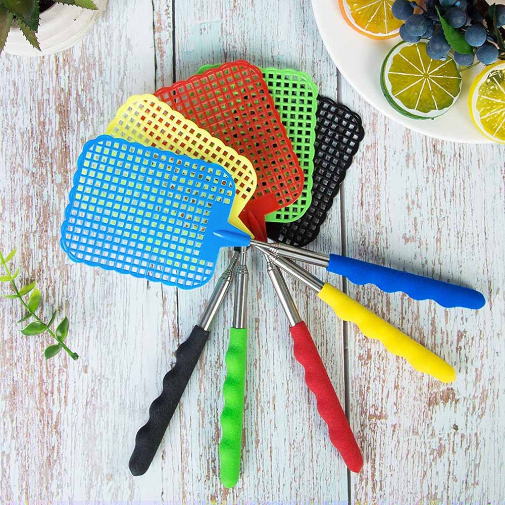 SUYOU Plastic Fly Swatter Household Stainless Steel Handle Flyswatter Home &amp; Garden Mini Extendable Cleaning Tools Indoor Dusters/Multicolor