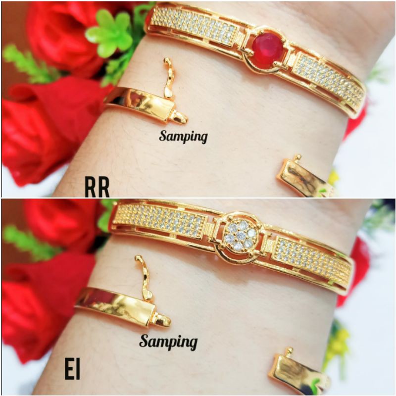 Fourfashion Gelang Tangan Bangle Dewasa Motif Batu Permata PD174