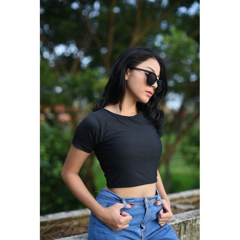 CROP TOP JERSEY DOUBLE LAYER TOP