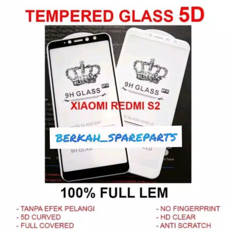 TAMPERED GLASS TG ANTI GORES WARNA XIAOMI REDMI S2 Y2 FULL LAYAR