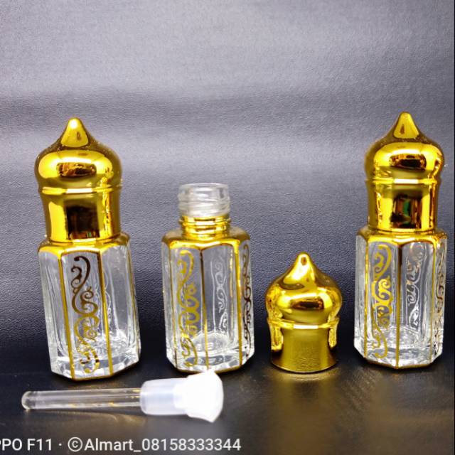 Botol parfum antik mewah oles tola kaca 6ml kubah printing