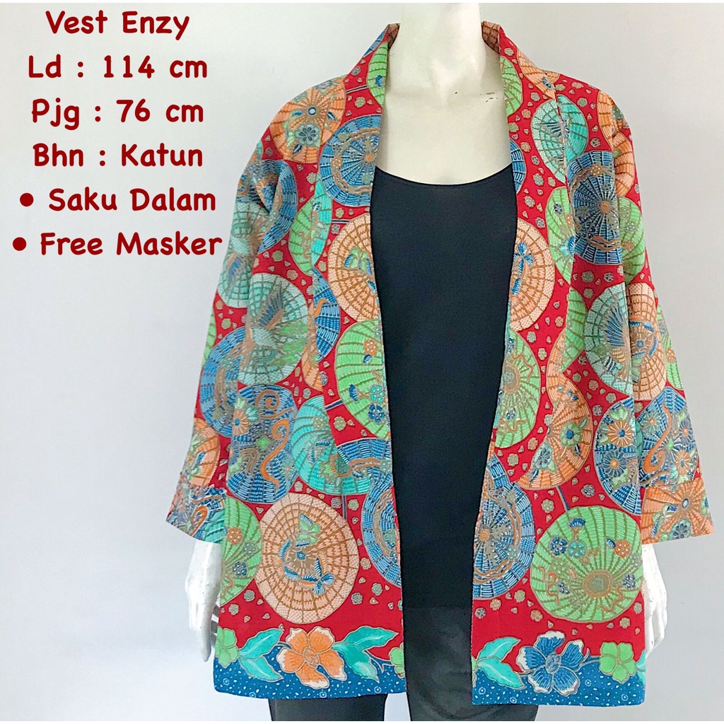 Vest enzy #2 batik solo atasan kerja outer wanita bolero batik