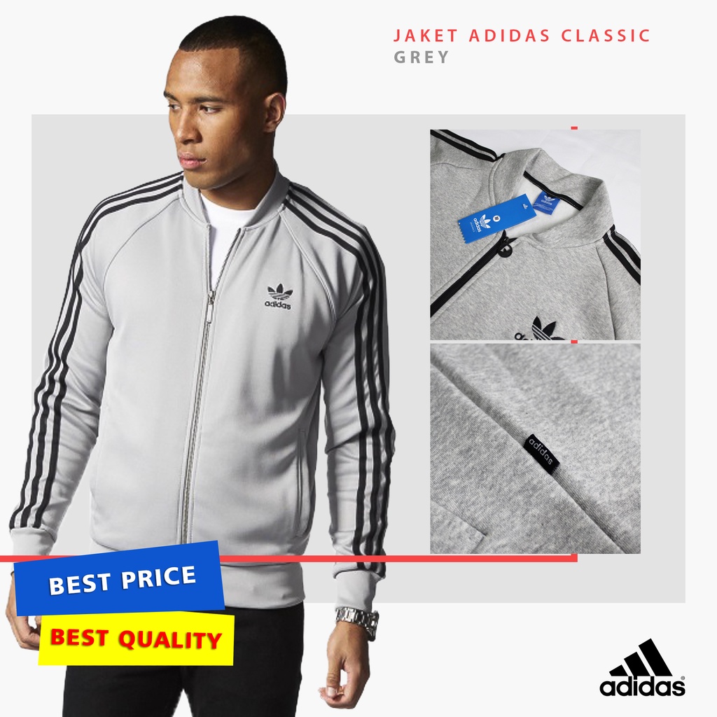 JAKET ADIDAS CLASSIC GREY GRADE ORI bisa untuk pria dan wanita