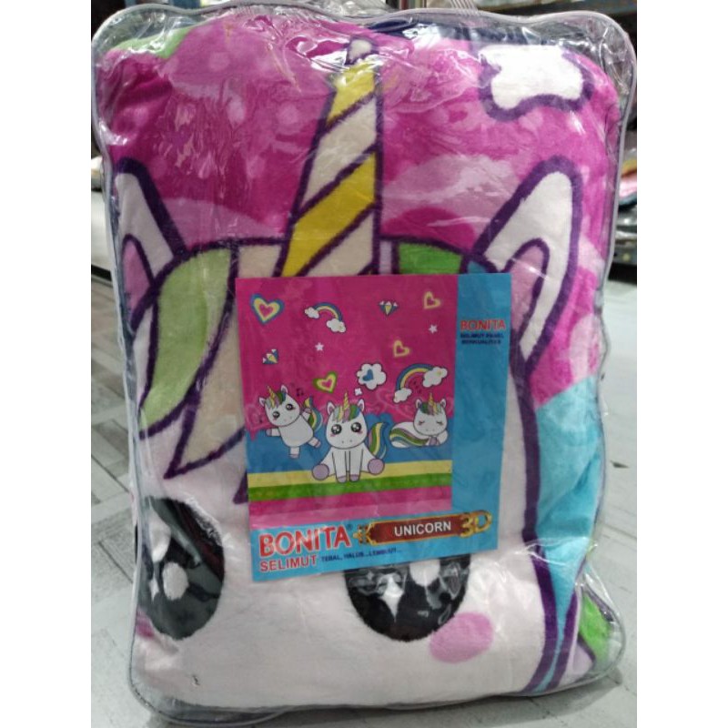 selimut bonita karakter unicorn