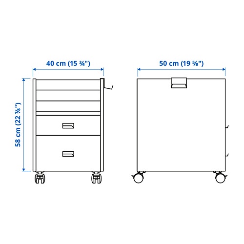 UPPSPEL Unit laci beroda, hitam, 40x58 cm