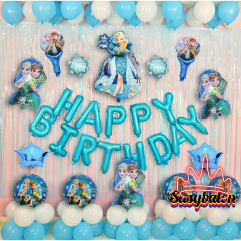 paket dekorasi set frozen/dekorasi happy birthday