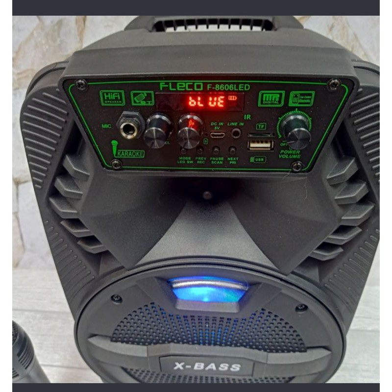 PROMO - SPEAKER KARAOKE FLECO-8606LED SPEAKER AKTIF BONUS MICROFON + REMOT SPEAKER BLUETOOTH FLECO F-8606 LED 8'5 INCH | FMS