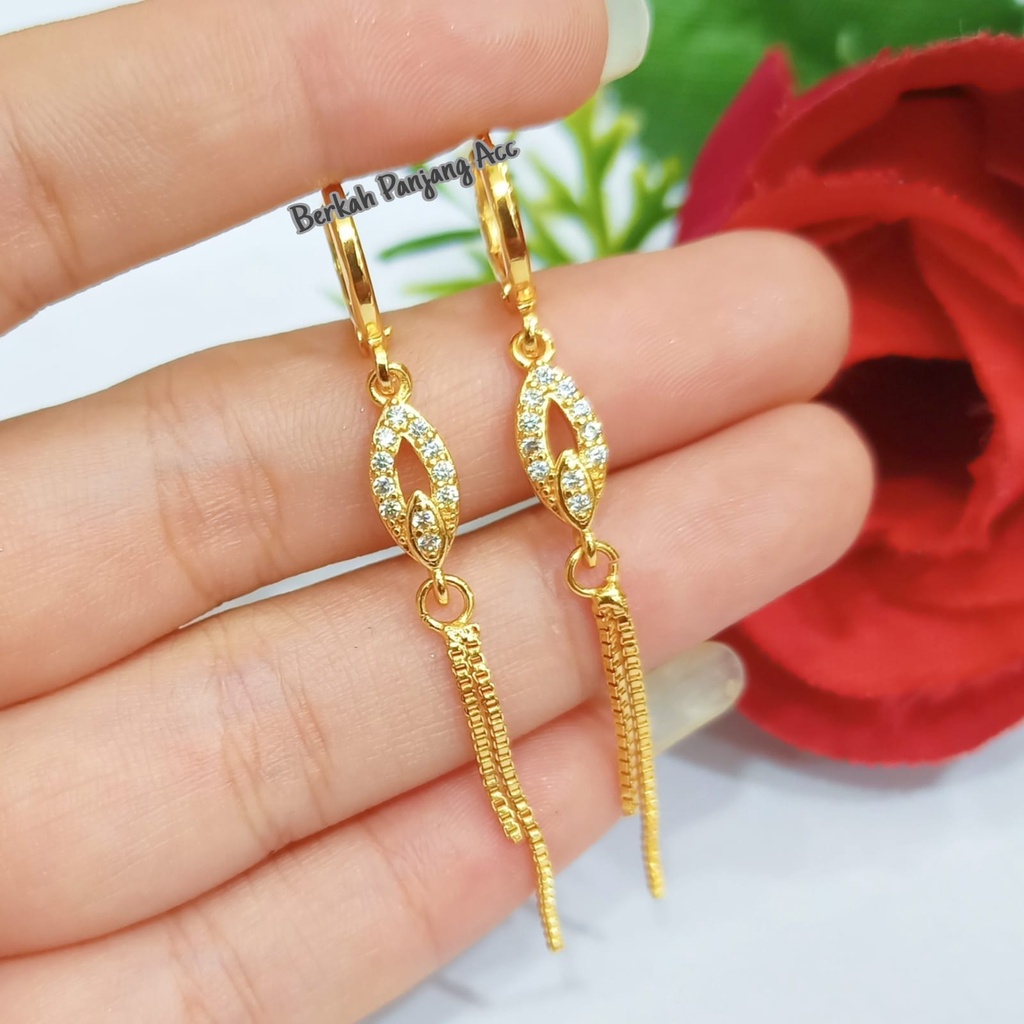 Anting Jurai so cute 0av71 permata zircon logam emas Korea anti karat